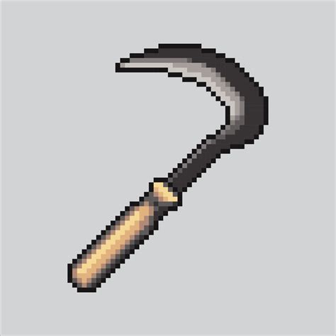 Pixel art illustration Sickle. Pixelated Sickle. Farm Sickle equipment pixelated for the pixel ...