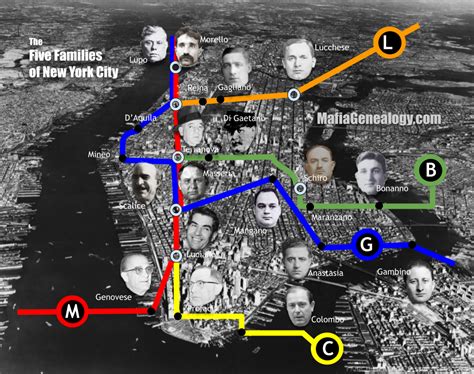 Five Families Subway Map Mafia Genealogy