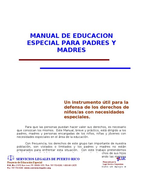 PDF Manual Educacion Especial Revisado SERVICIOS LEGALES DE PUERTO