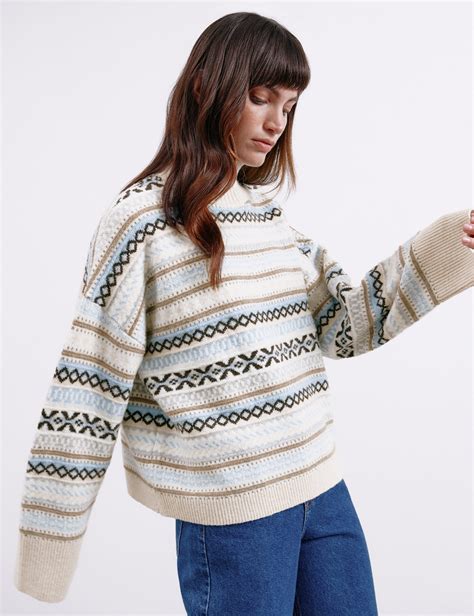 Fair Isle Turtle Neck Jumper With Wool Albaray M S