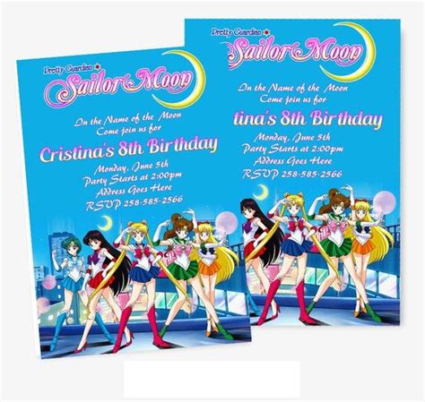 two sailor moon birthday party flyers