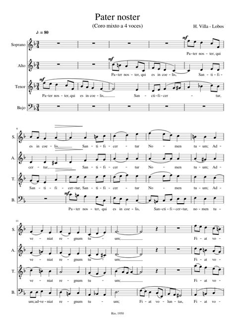 Pater Noster Sheet Music For Soprano Alto Tenor Bass Voice Choral