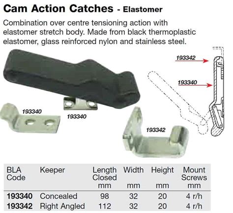 Cam Action Catches Elastomer Concealed Keeper Mm