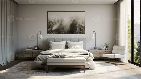 Bedroom Mid Century Style Interior Design AI Generated 33088094