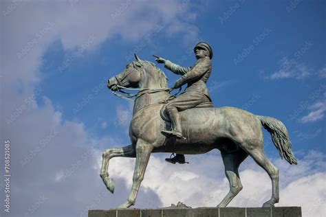 Turkey Izmir 04 January 2024 Statue of Mustafa Kemal Atatürk the