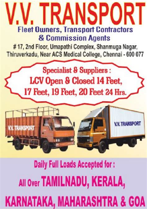 LCV Truck Transport Services From Chennai To Goa In Chennai ID