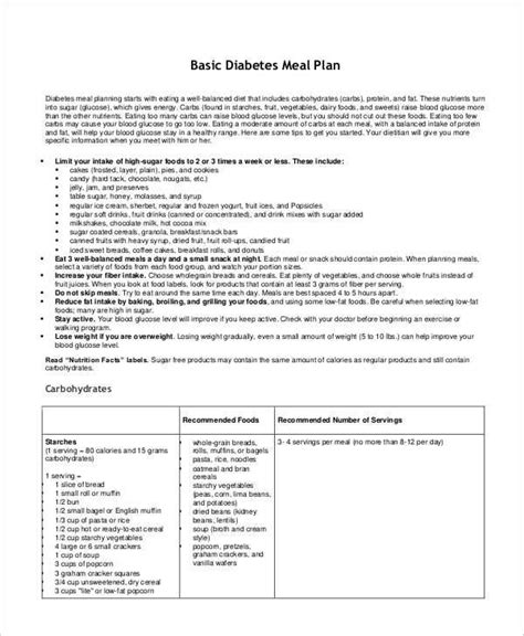 Diabetes Meal Plan Pdf Printable