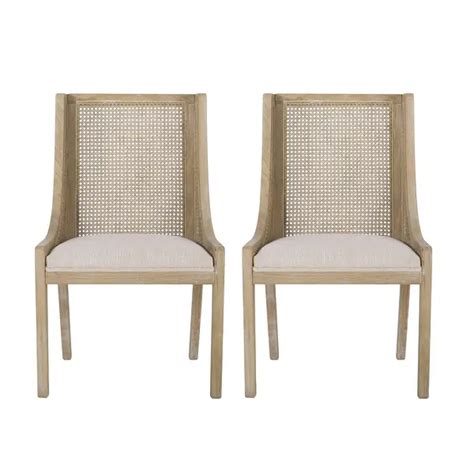 Maurers Cane And Wood Upholstered Dining Chairs Set Of By