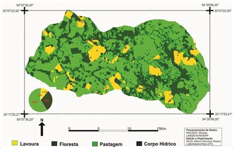 Mapa de uso e ocupação do solo da área da sub bacia do Angico em 2015