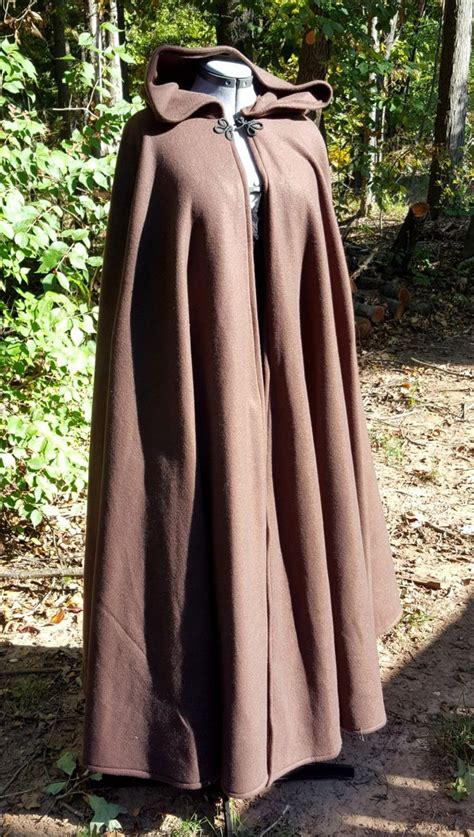 Dark Brown Long Cloak Full Circle Fleece Medieval Renaissance Hooded