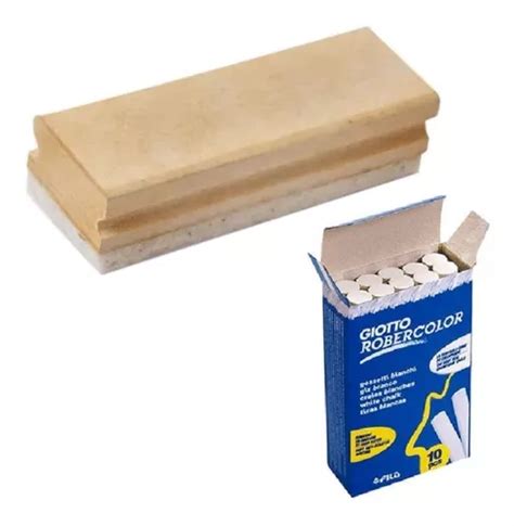 Kit Set Borrador Pizarron Madera Tizas Giotto Blancas Mercadolibre