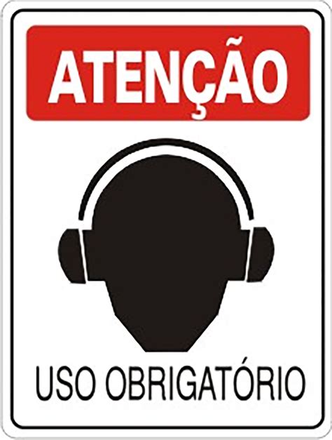 Placa Em Ps Sinal Adv Aten O Uso Obrigat Rio De Abafador De Ouvido