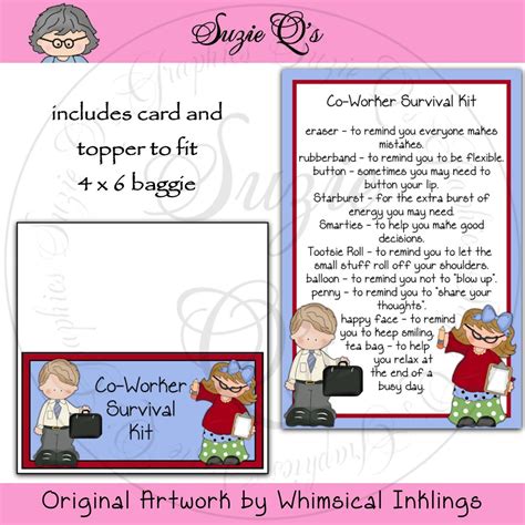 Co Worker Survival Kit Includes Topper And Card Digital Printable