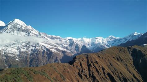 Annapurna View And Machapuchare Snowcapped Peak In The Himalaya