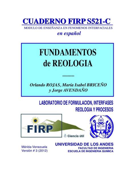 FUNDAMENTOS DE REOLOGIA