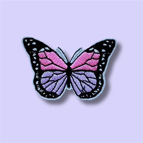 Embroidered Purple And Pink Butterfly Iron On Patch Confettimyparty