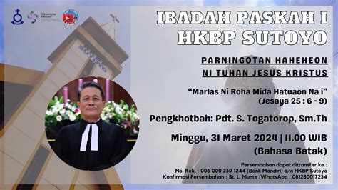 IBADAH JUMAT AGUNG HKBP SUTOYO Jumat 29 Maret 2024 Bahasa Batak