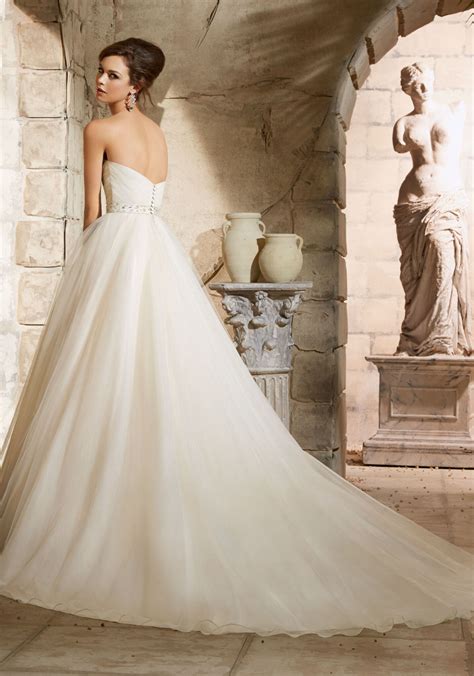 Asymmetrically Draped Bodice On Tulle Morilee Bridal Wedding Dress