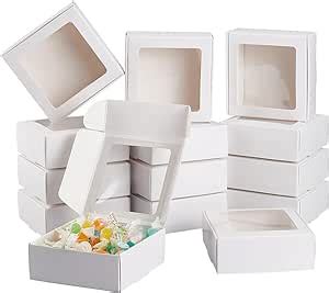 Amazon BENECREAT 20 Pack White Kraft Paper Boxes With Clear Window