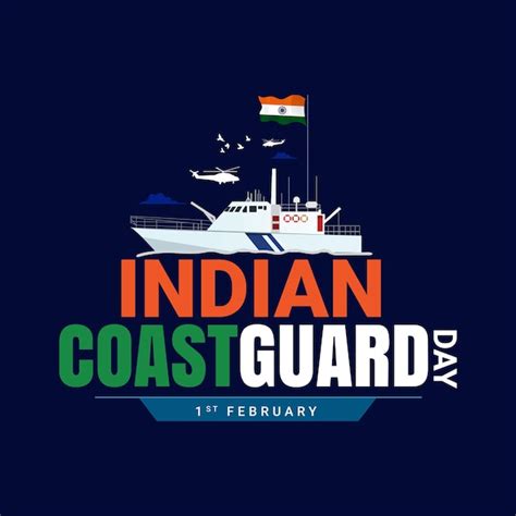 インド沿岸警備隊の日 Indian Coast Guard Day は毎年2月1日に祝われます プレミアムベクター