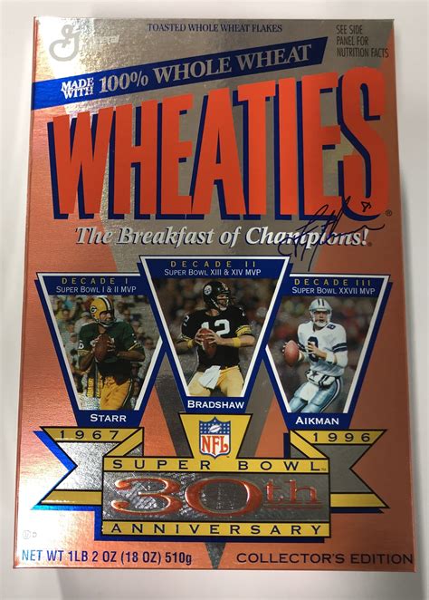 Troy Aikman Signed 1995 Wheaties Sb 30th Anniversary Cereal Box Becke