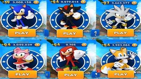 Sonic Dash All Characters Unlocked Sonic Knuckles Tails Amy Sir