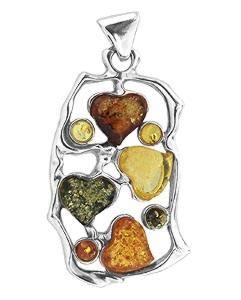 Pendentif Multicolore Pendentifs Bijou Ambre Et Argent