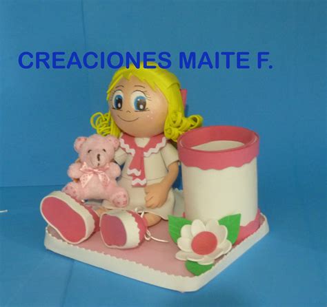 Manualidades Y Creaciones Maite F Fofucha Ni A Sentada Con Osito De