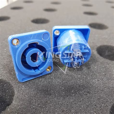 Jual Socket Speakon Pin Biru Drat Besi Kuningan Soket Spikon Spicon