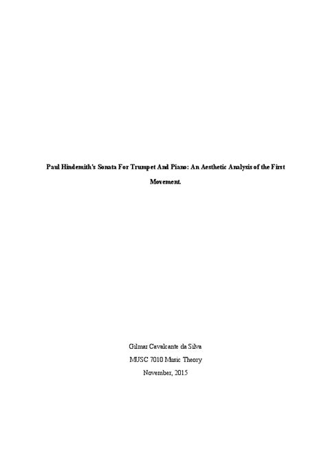 (PDF) Paul Hindemith's Sonata For Trumpet And Piano: An Aesthetic ...