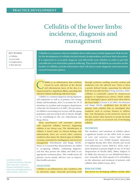 Cellulitis Of The Lower Limbs Incidence Diagnosis And Management Download Free Pdf Medical