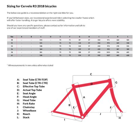cervelo bikes sizing chart  height guide brsgy