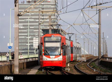 Streetcar Line 9 Of The Cologne Transport Company KVB On Deutz Bridge