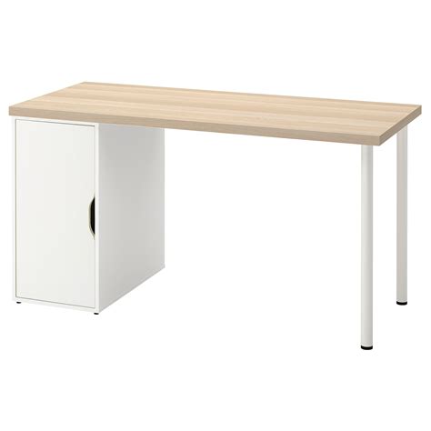 Alexlagkapten Desk White Stainedoak Effect White 140x60 Cm Ikea Latvija