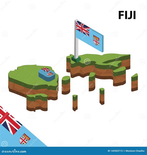 Info Graphic Isometric Map And Flag Of Fiji D Isometric Vector