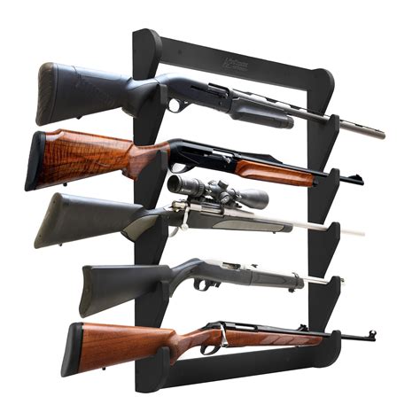 Gosports Outdoors Wall Mounted Firearm Display Rack With Premium Black Painted Pine Holds 5