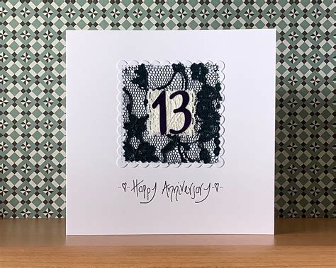 13th Anniversary Card Lace For 13 Years Together Etsy