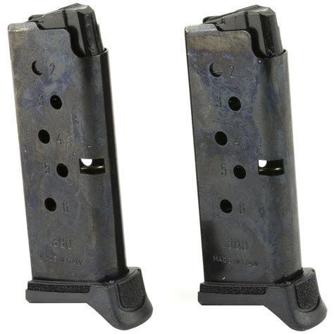 2 Pack Ruger Lcp Ii 380 Acp 6 Round Magazine With Finger Rest Extension