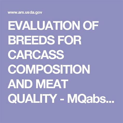 Evaluation Of Breeds For Carcass Composition And Meat Quality