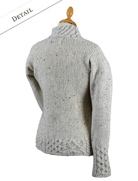 Womens Wool Cashmere Aran Mock Turtleneck Sweater