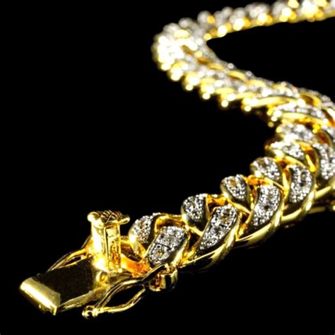 13mm Diamond Cuban Link Bracelet Custom Gold Grillz