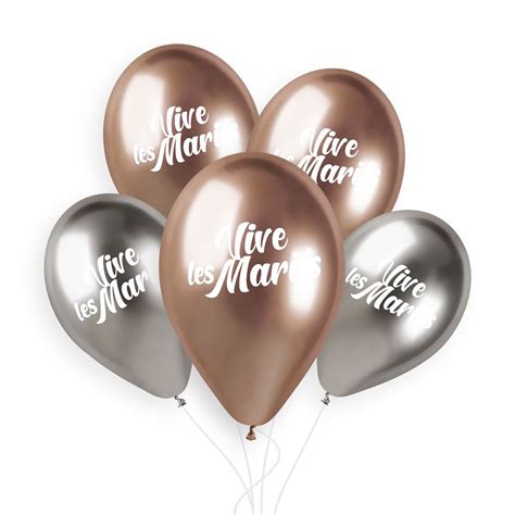 5 BALLONS BIO SHINY MARIÉS 33CM ARGENT ROSE GOLD