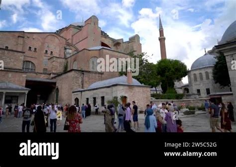 Istanbul Turkey July 2021 Tourists Visiting Hagia Sophia Mosque