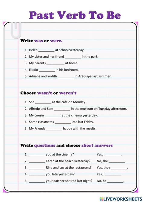 Past Simple Of Be Exercises - Best 13 Past simple of the verb to be interactive worksheet – Artofit