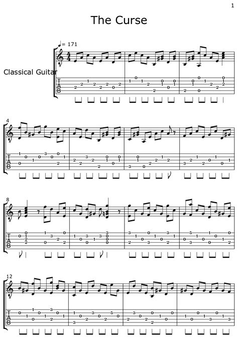 The Curse Sheet Music For Classical Guitar