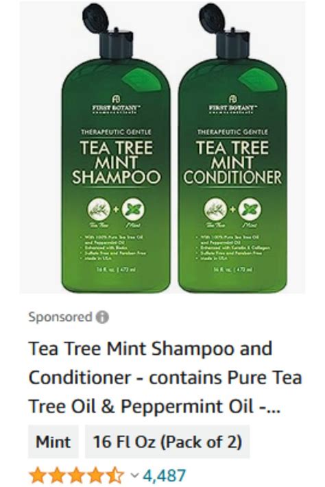 Mint Shampoo And Conditioner Pure Peppermint Tea Tree Oils