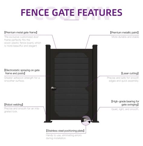 Exterior Co Extrusion Wpc Wood Grain Embossing Fence Sliding Door Safety Security Garden Gate