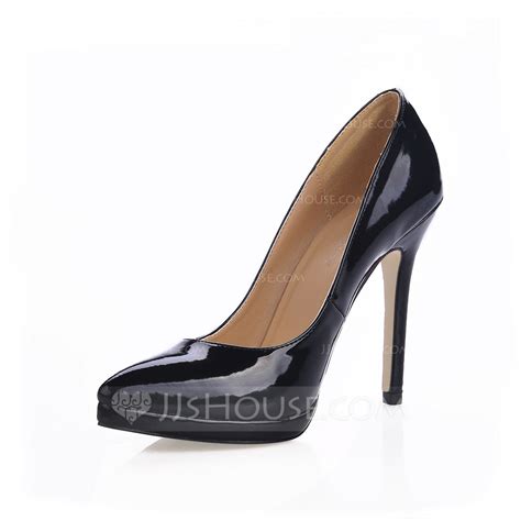 Womens Patent Leather Stiletto Heel Pumps Platform Closed Toe Shoes