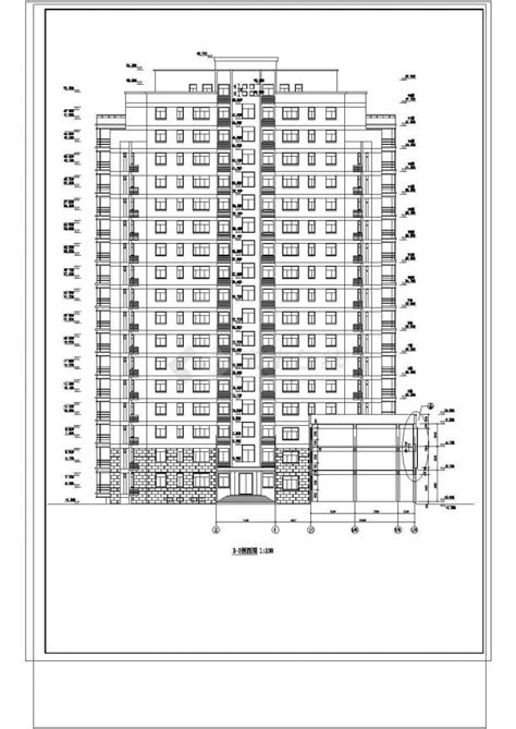 十七层住宅楼施工cad图，共二十三张住宅小区土木在线