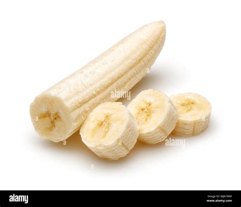 Peeled banana slices isolated on white background Stock Photo - Alamy